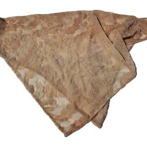 Velvet Burnout Floral Wrap Scarf Tan Floral Print Sheer Lightweight 33inx35in